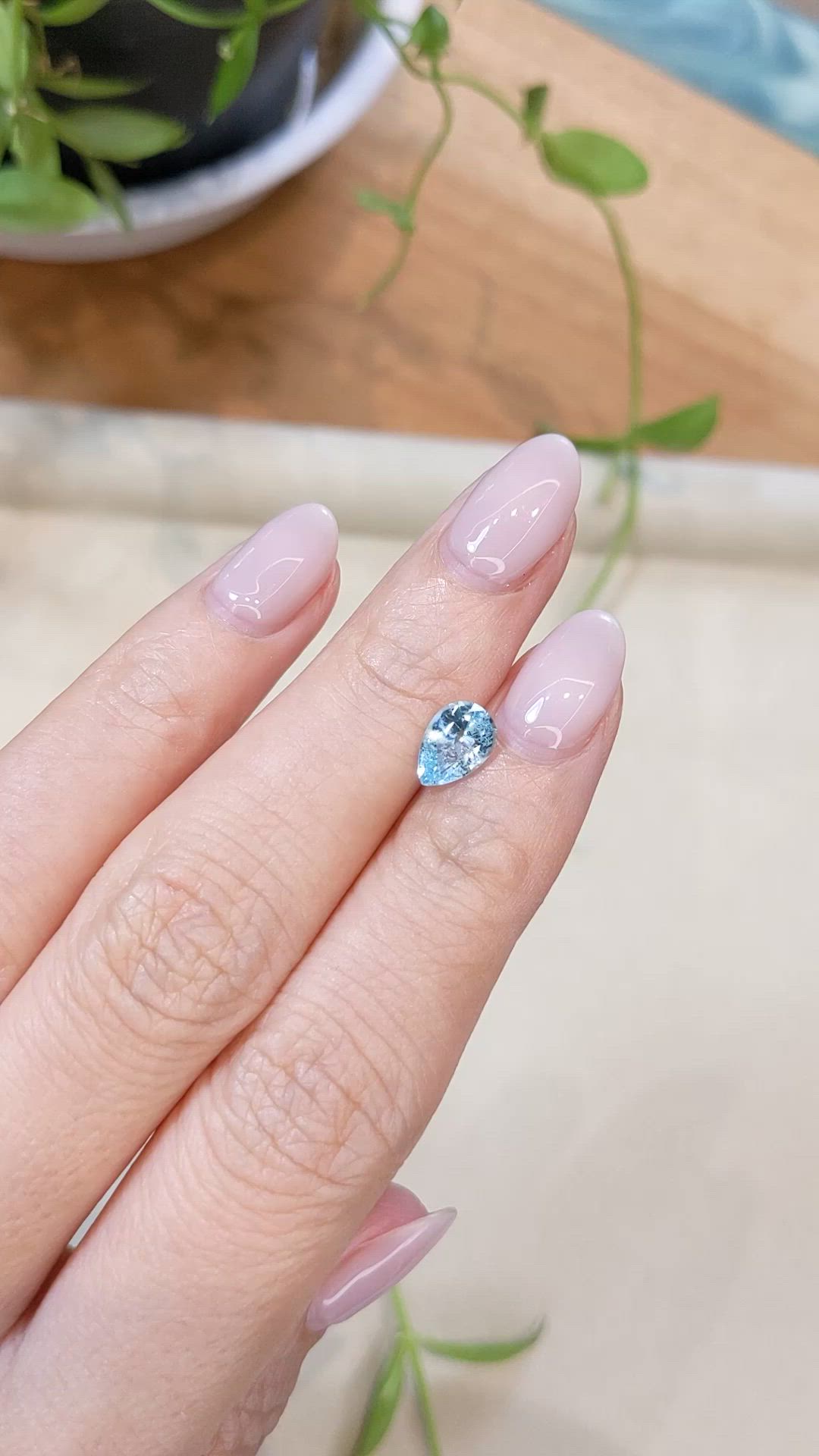 1.01 Ct. Blue Aquamarine from Madagascar Size Video