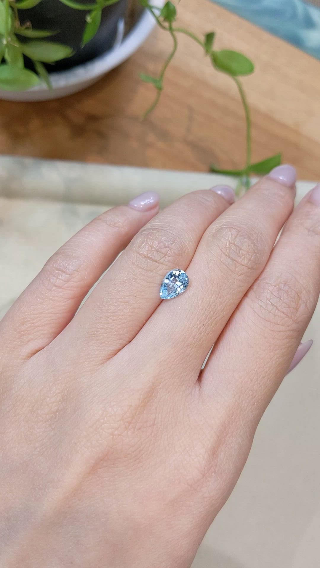 1.01 Ct. Blue Aquamarine from Madagascar Size Video