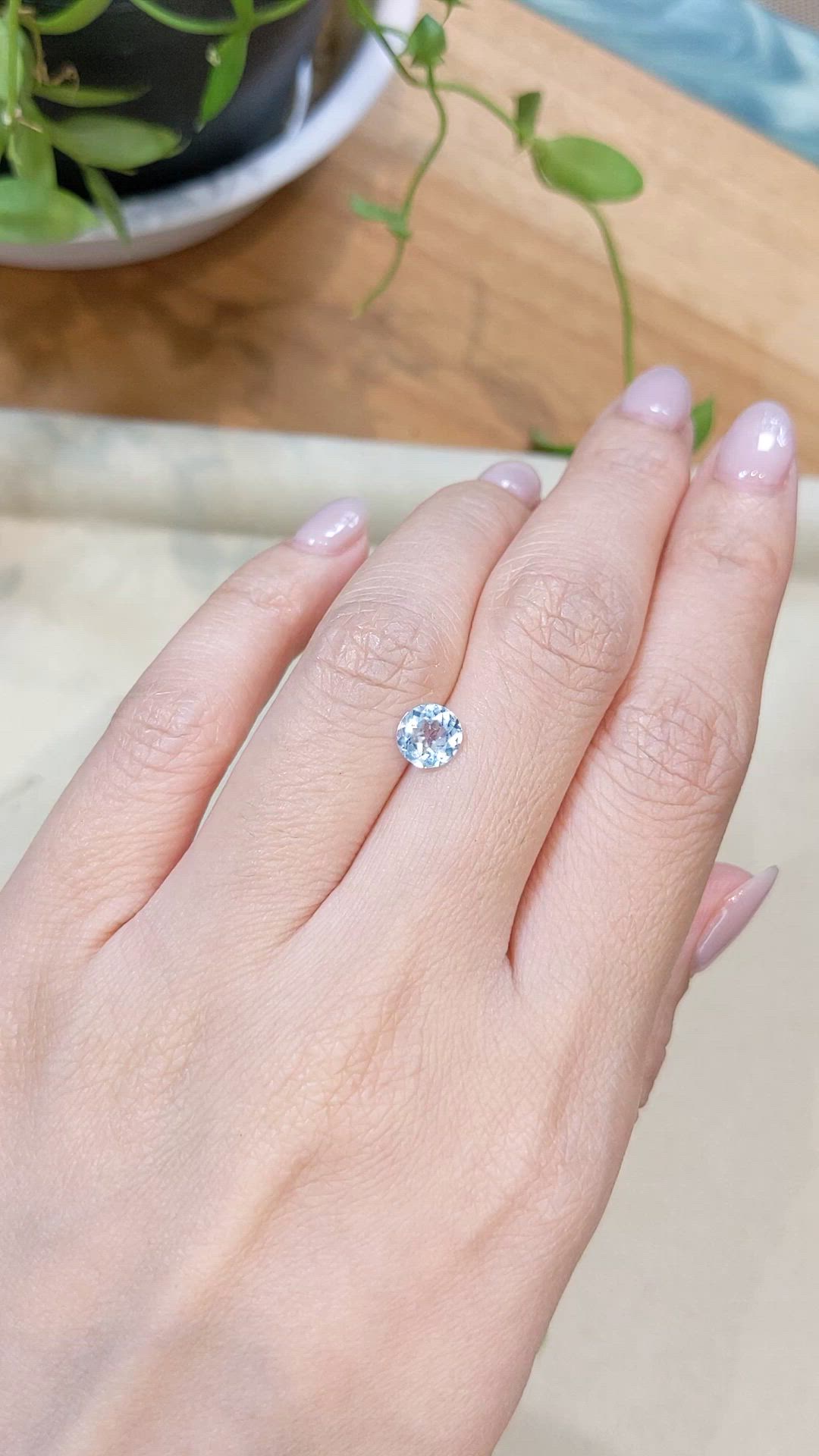 0.80 Ct. Blue Aquamarine from Madagascar Size Video