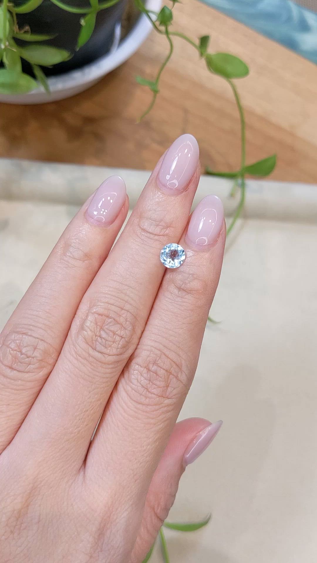 0.80 Ct. Blue Aquamarine from Madagascar Size Video