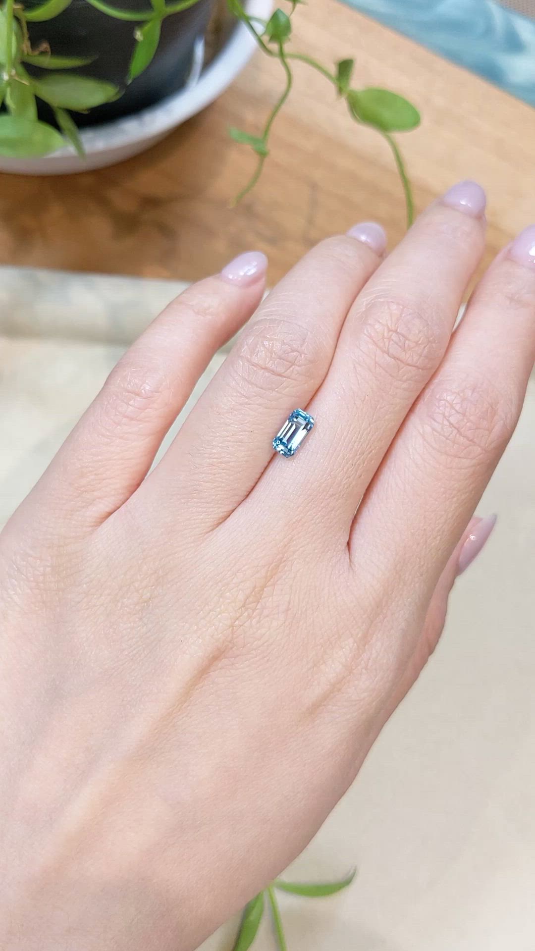 0.95 Ct. Blue Aquamarine from Madagascar Size Video