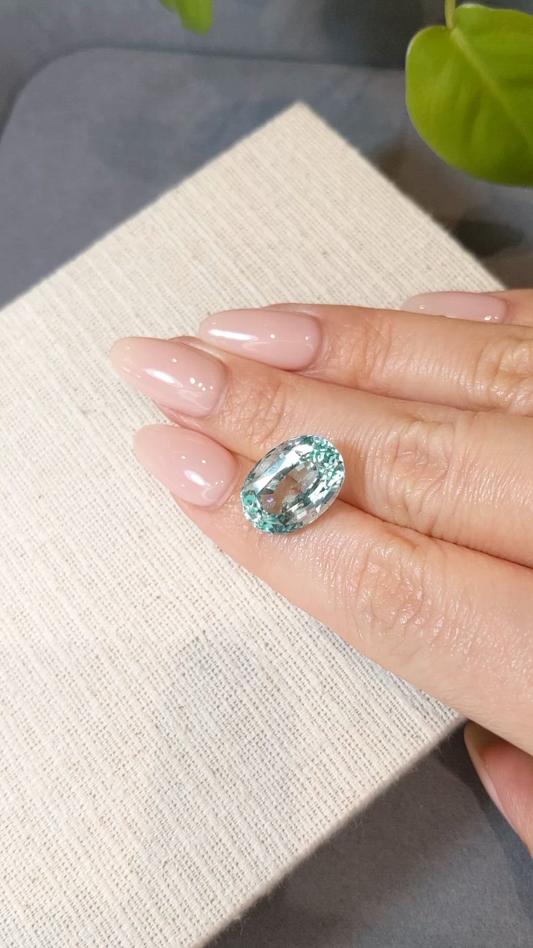 9.93 Ct. Bluish Green Beryl from Madagascar Size Video