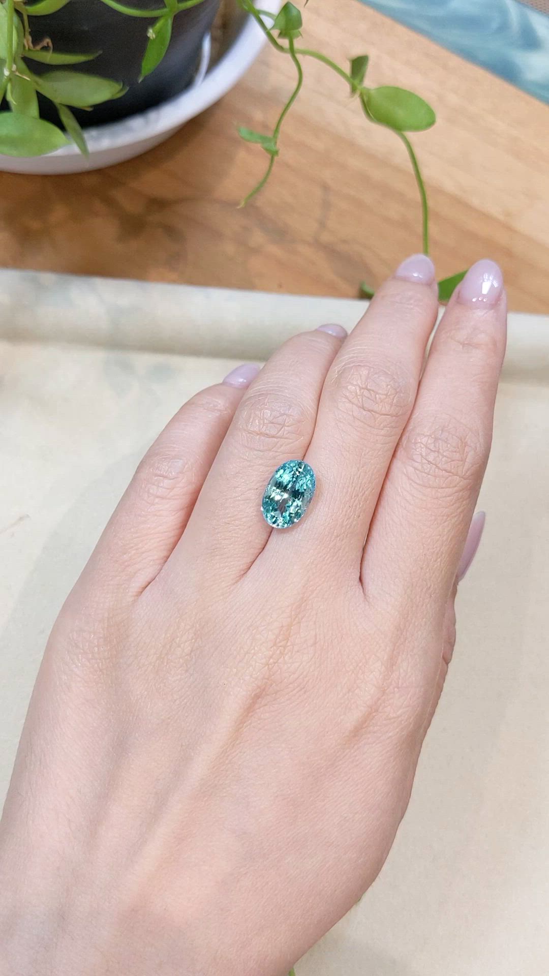 4.70 Ct. Greenish Blue Aquamarine from Madagascar Size Video