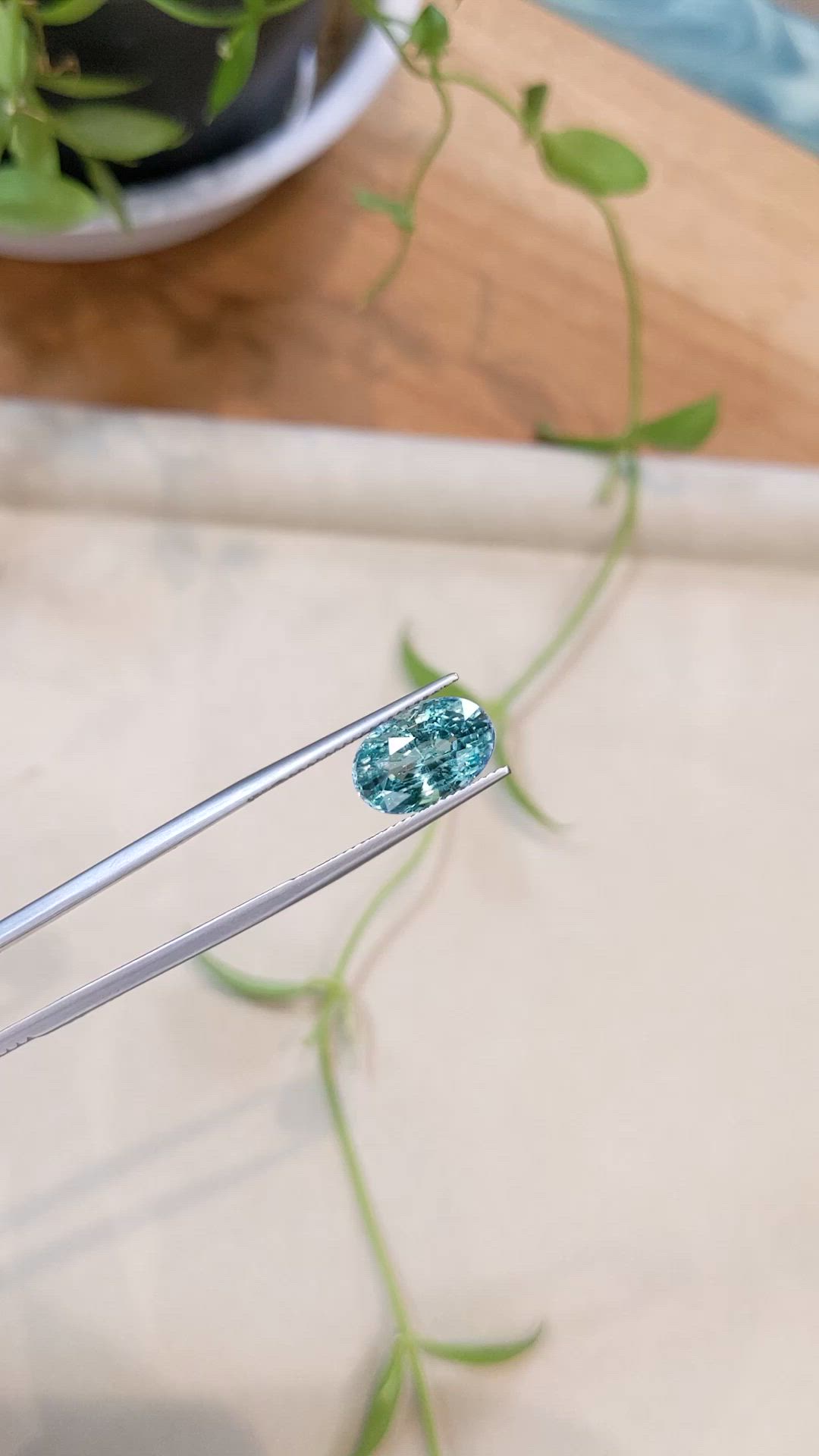 4.70 Ct. Greenish Blue Aquamarine from Madagascar Size Video