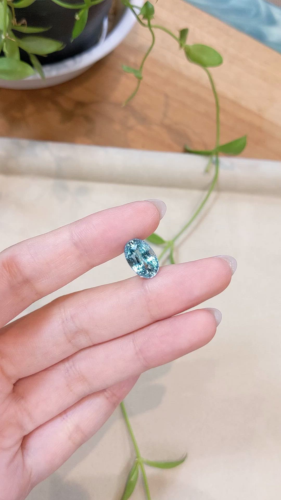 4.70 Ct. Greenish Blue Aquamarine from Madagascar Size Video