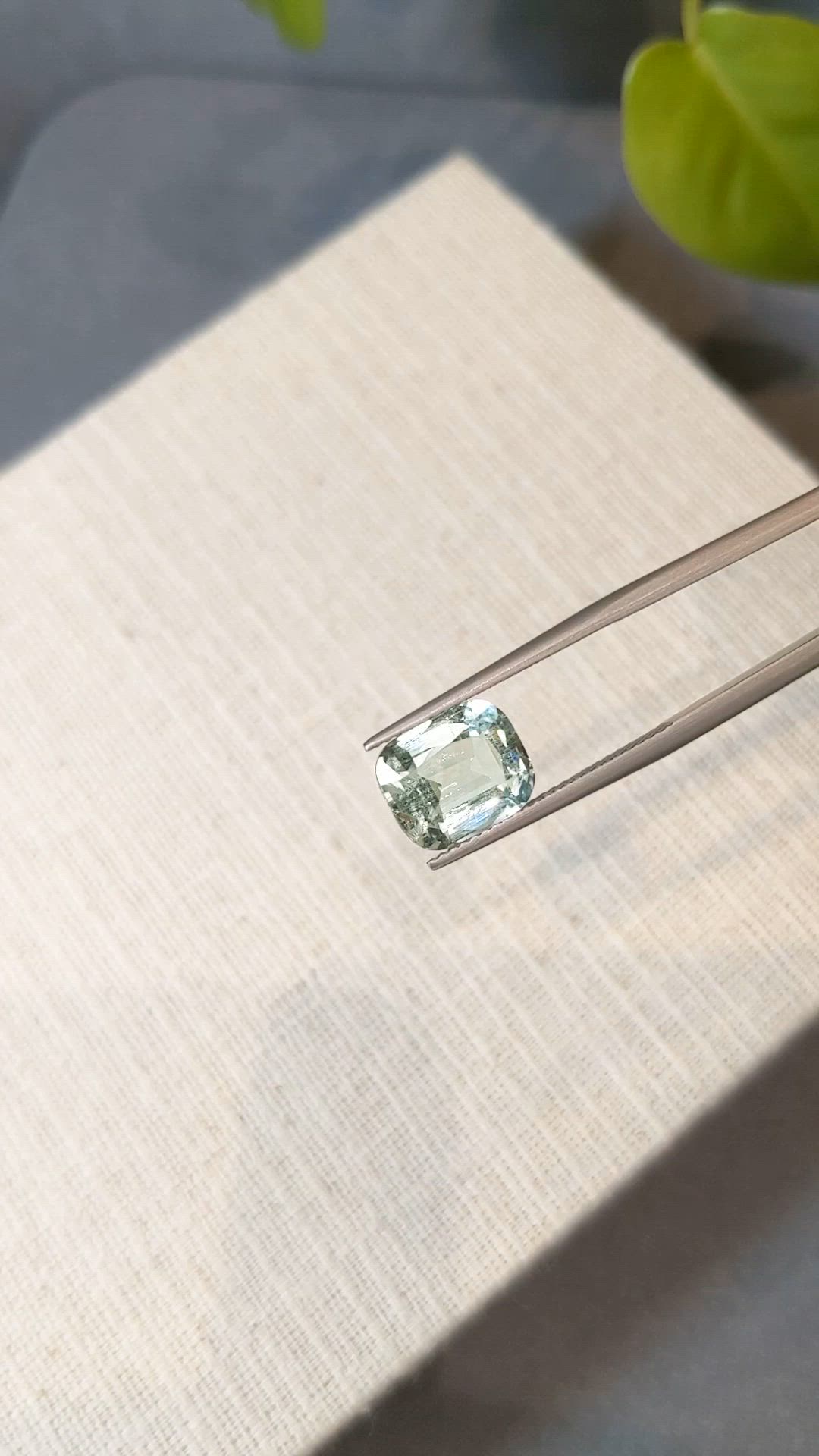 3.49 Ct. Bluish Green Beryl from Madagascar Size Video