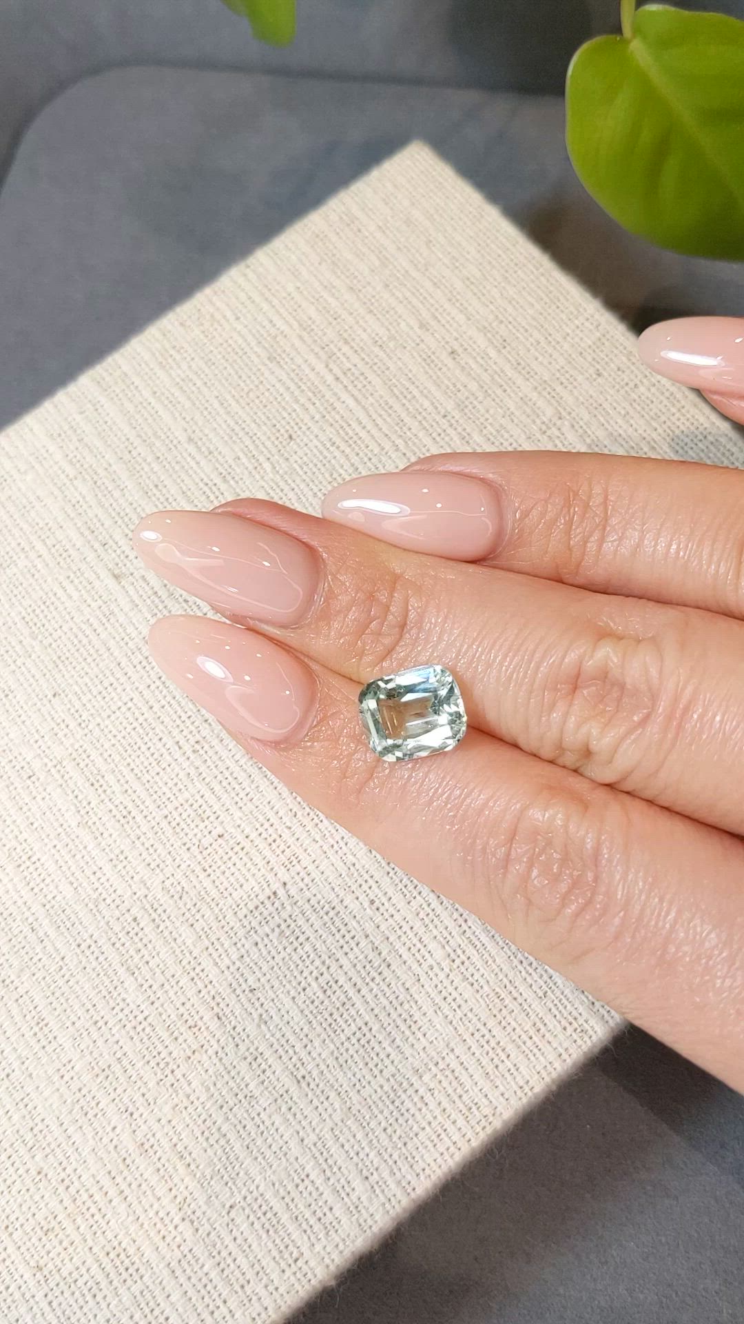 3.49 Ct. Bluish Green Beryl from Madagascar Size Video