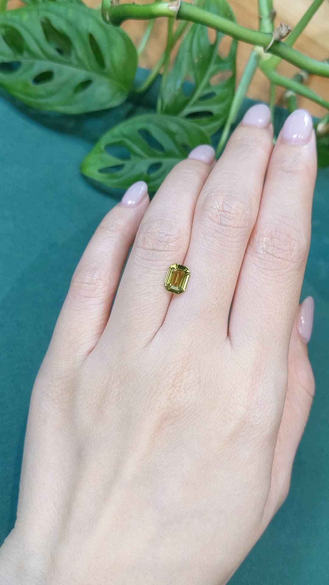 1.75 Ct. Yellowish Green Chrysoberyl from Madagascar Size Video