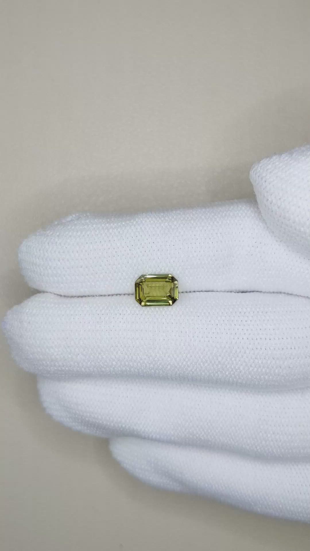 1.75 Ct. Yellowish Green Chrysoberyl from Madagascar Size Video