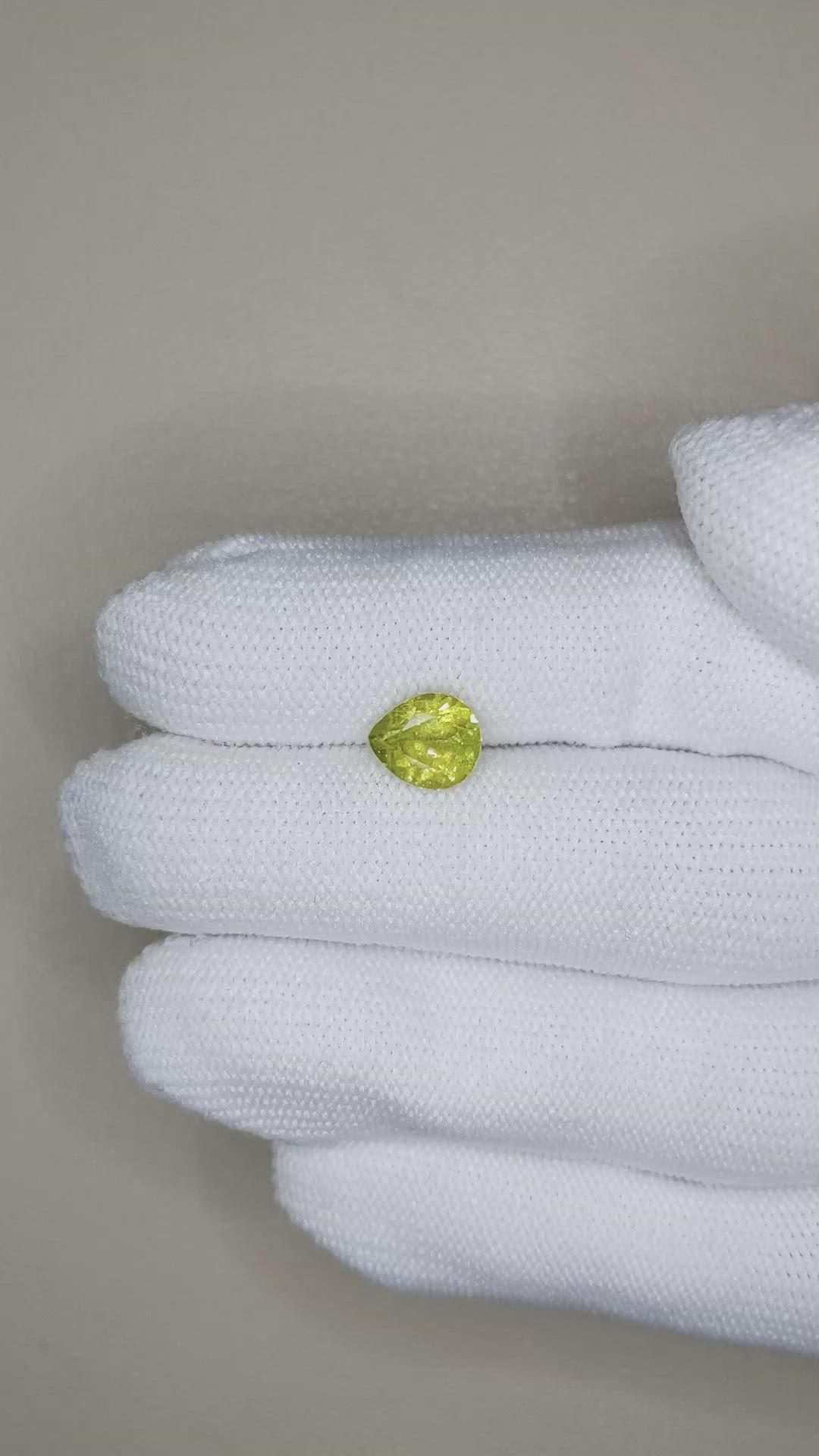 1.89 Ct. Yellowish Green Sphene (Titanite) from Madagascar Size Video
