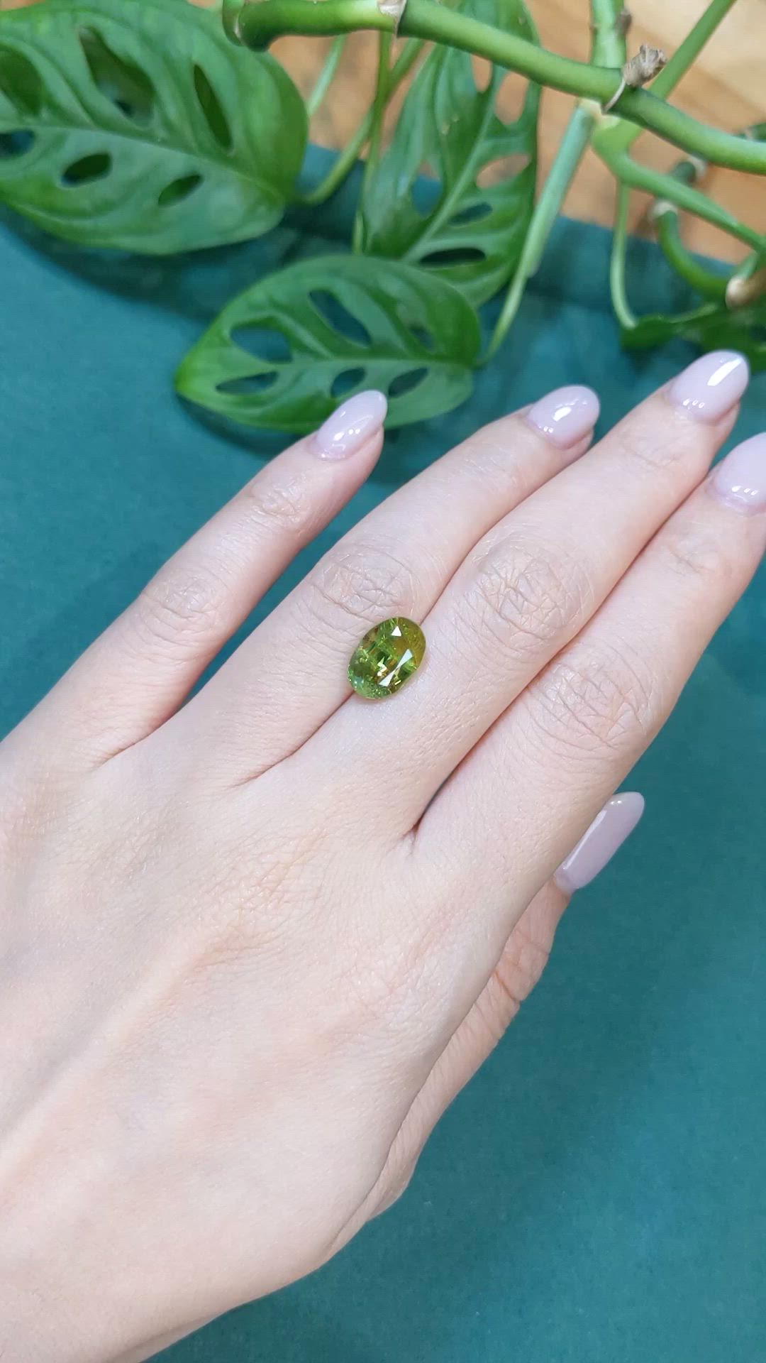 3.90 Ct. Green Sphene (Titanite) from Madagascar Size Video