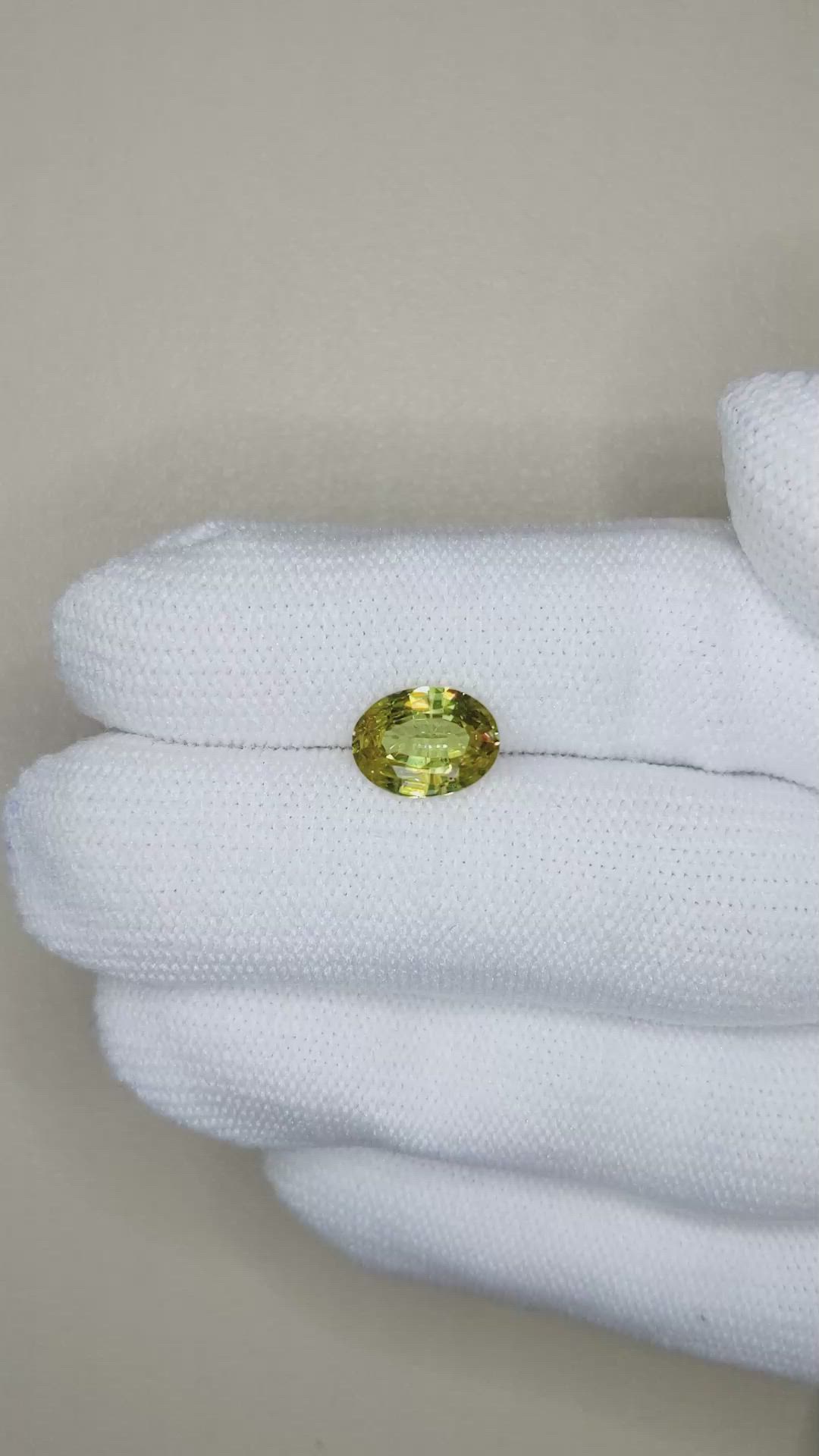 2.26 Ct. Greenish Brown Sphene (Titanite) from Madagascar Size Video