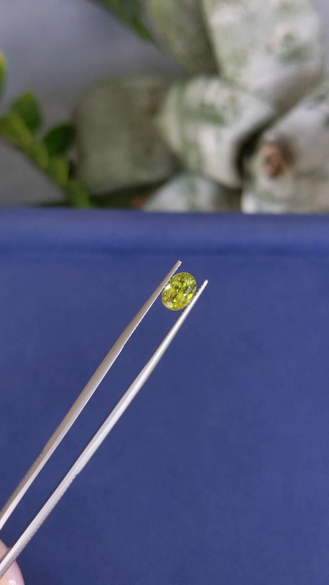 1.75 Ct. Yellowish Green Sphene (Titanite) from Madagascar Size Video