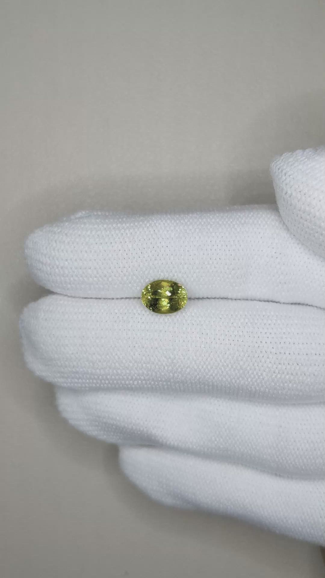 1.75 Ct. Yellowish Green Sphene (Titanite) from Madagascar Size Video