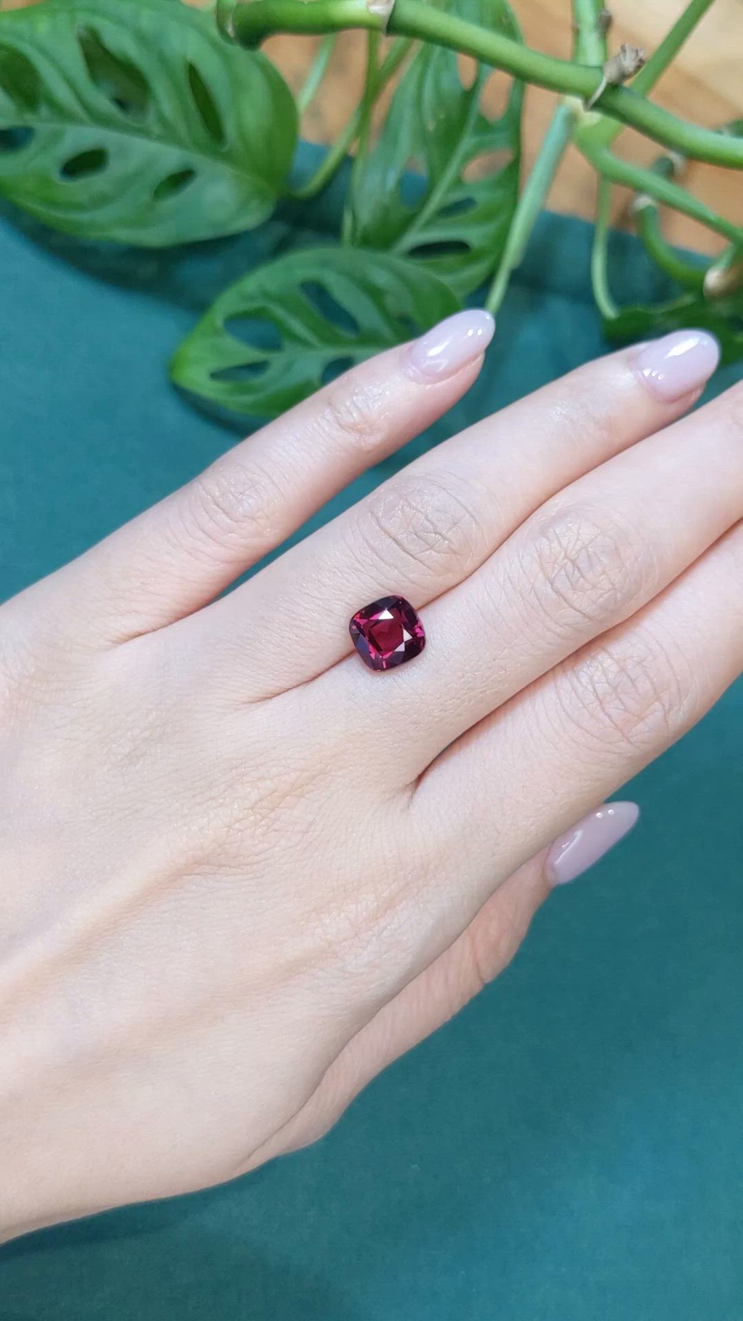 3.22 Ct. Purplish Red Garnet from Madagascar Size Video