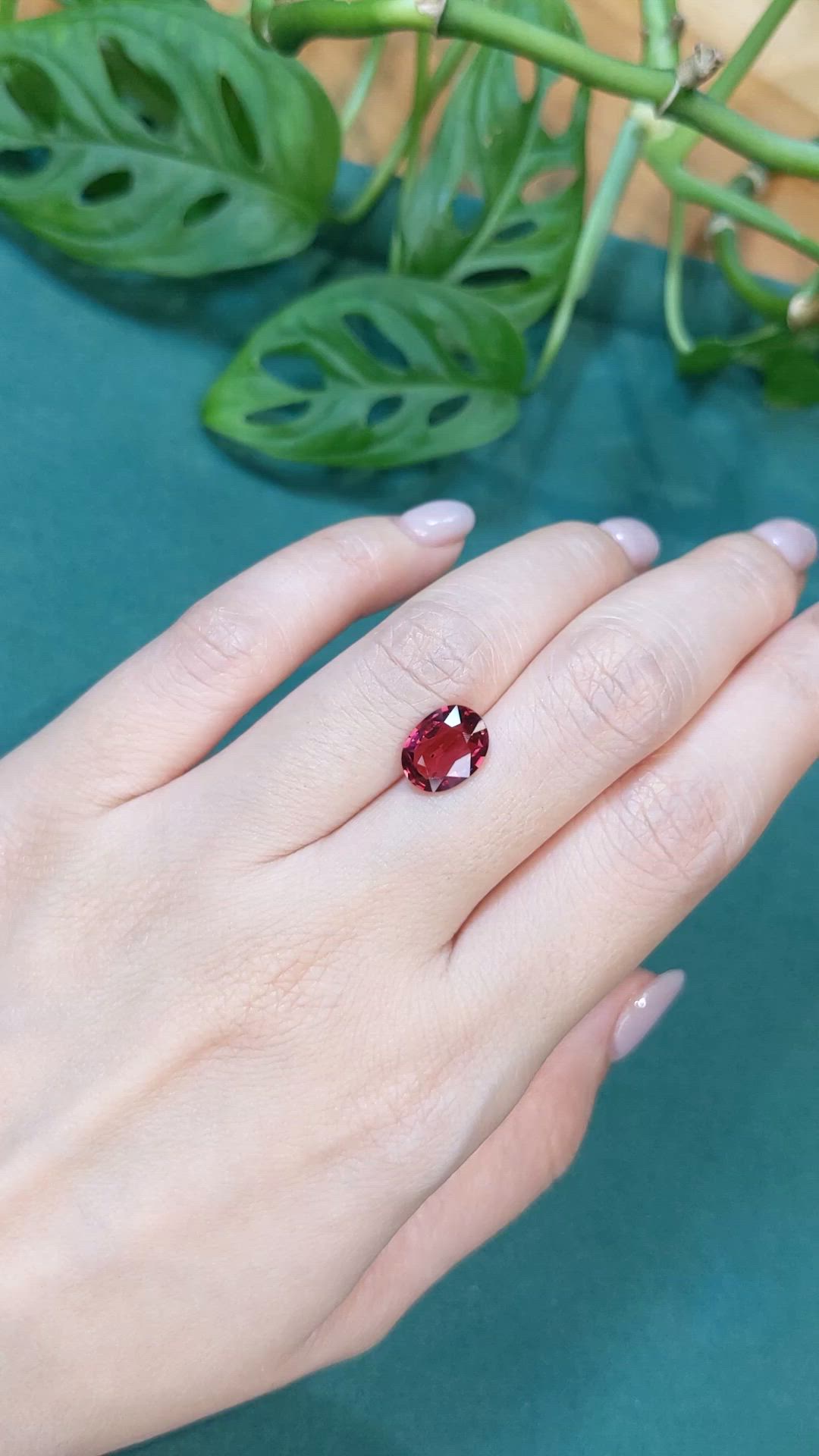 2.90 Ct. Purplish Red Garnet from Madagascar Size Video