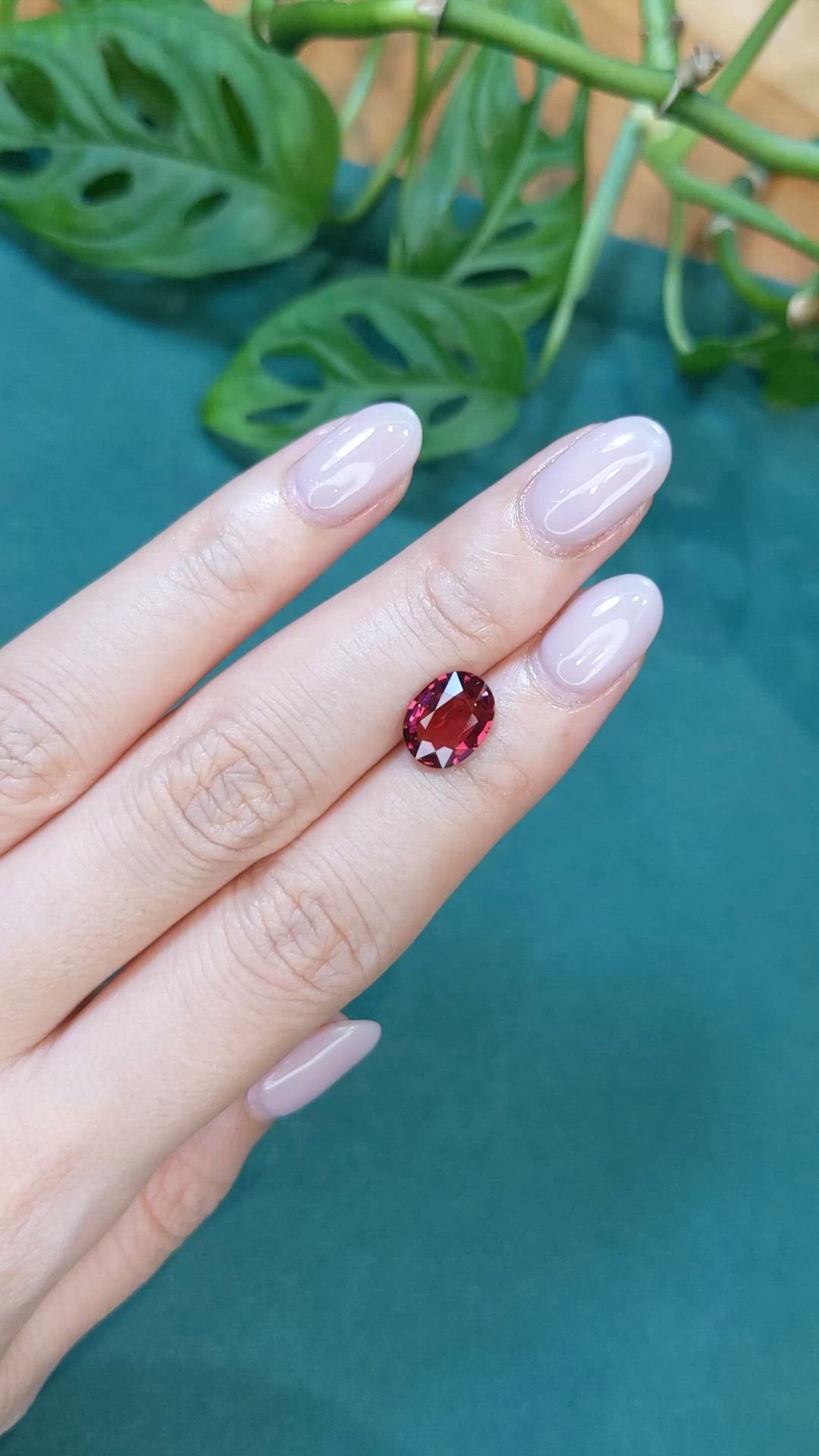 2.90 Ct. Purplish Red Garnet from Madagascar Size Video