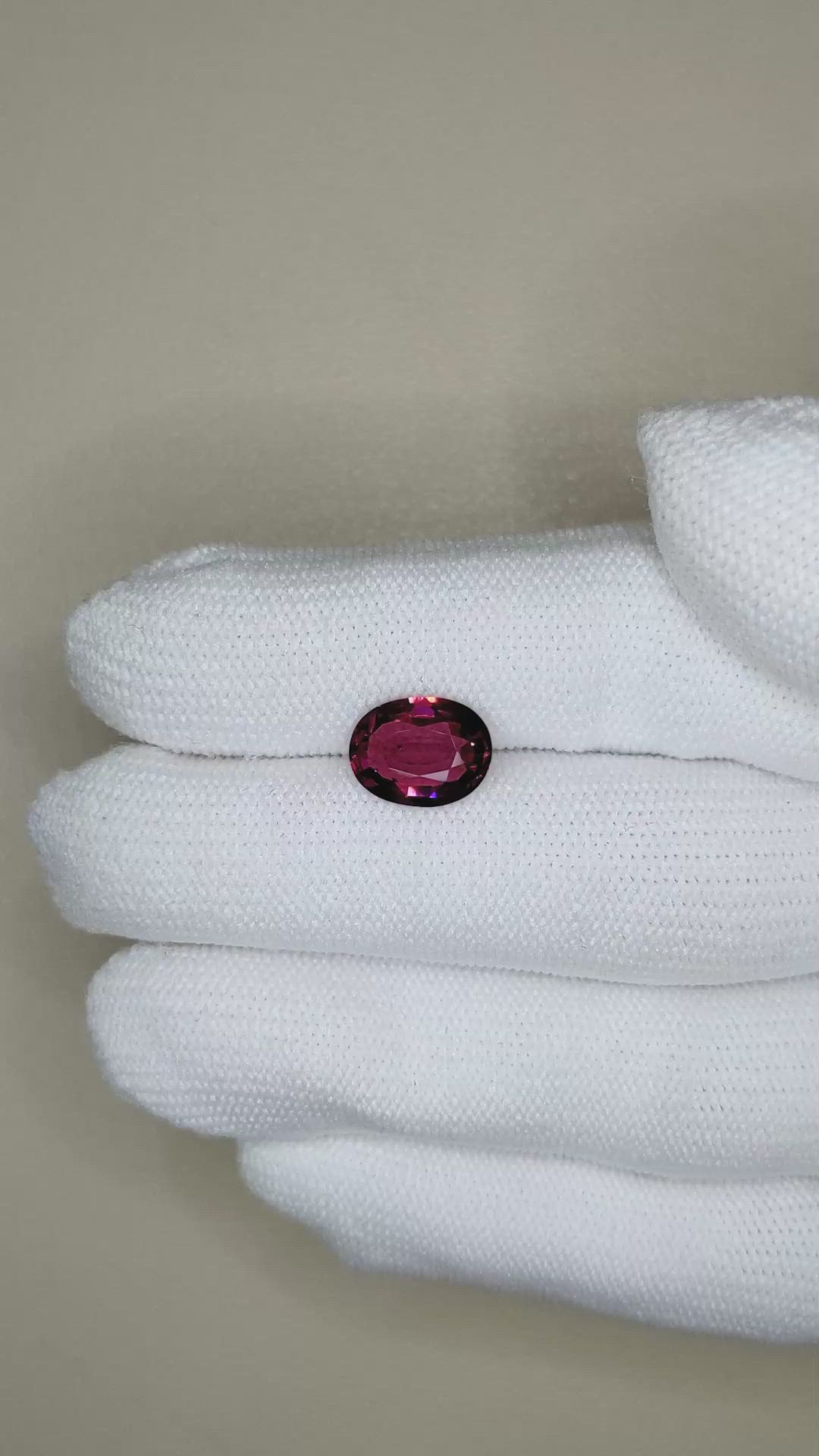 2.90 Ct. Purplish Red Garnet from Madagascar Size Video