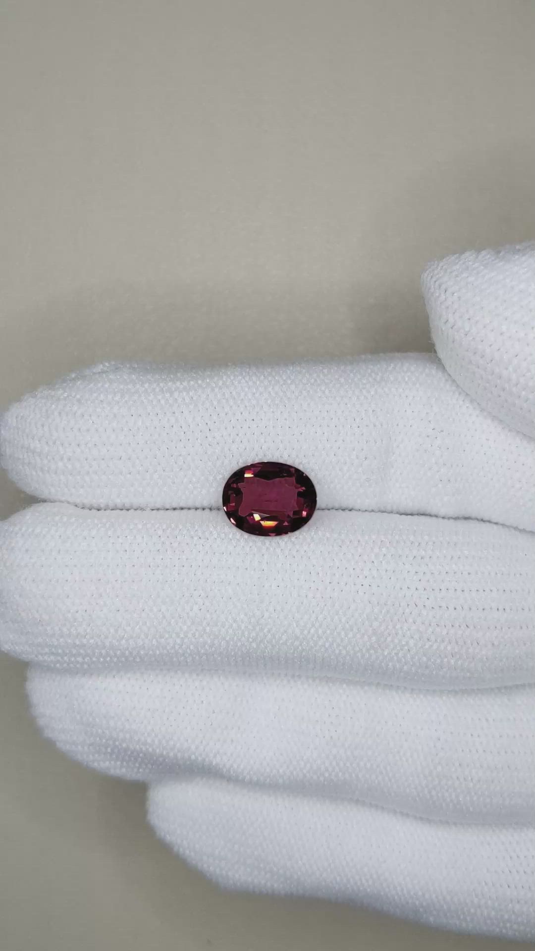 2.74 Ct. Purplish Red Garnet from Madagascar Size Video