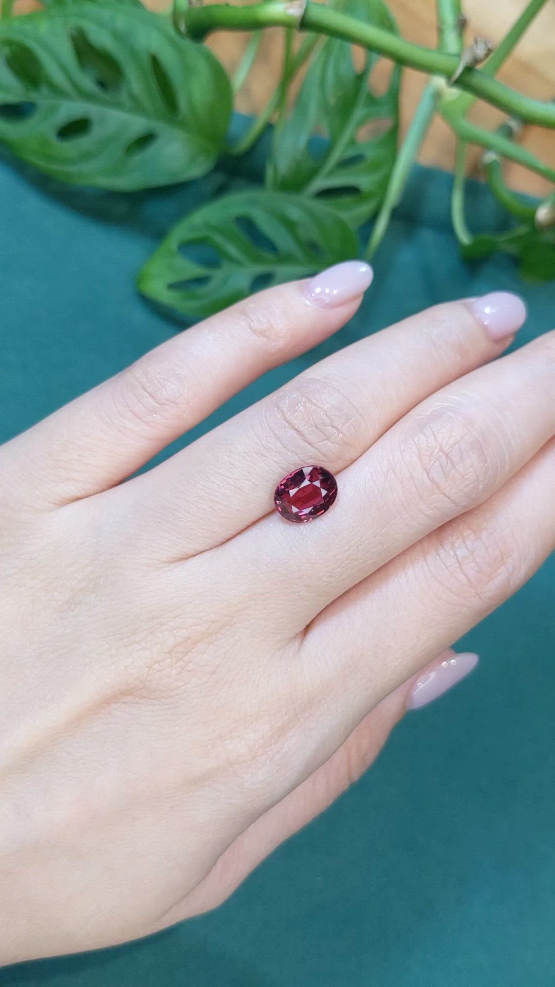 2.74 Ct. Purplish Red Garnet from Madagascar Size Video