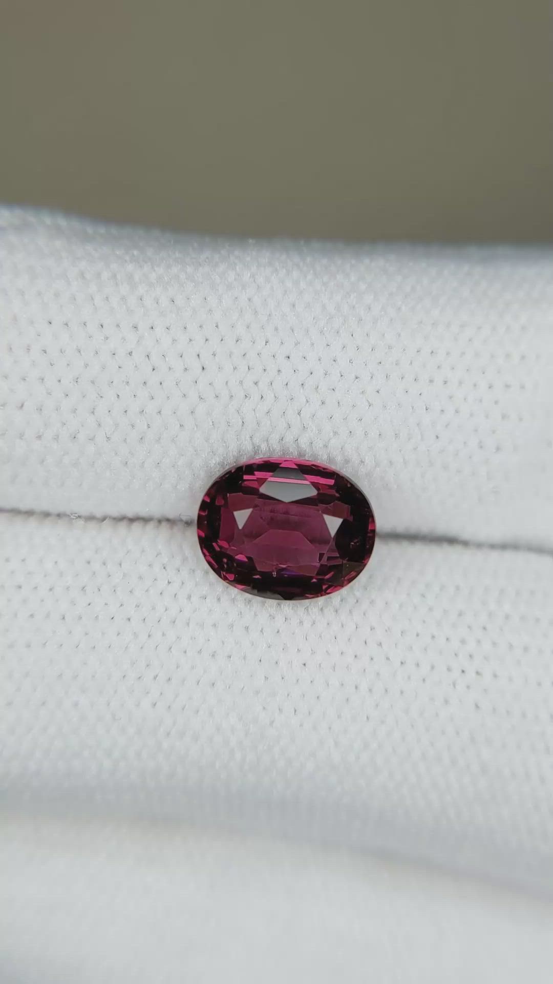 2.74 Ct. Purplish Red Garnet from Madagascar Size Video