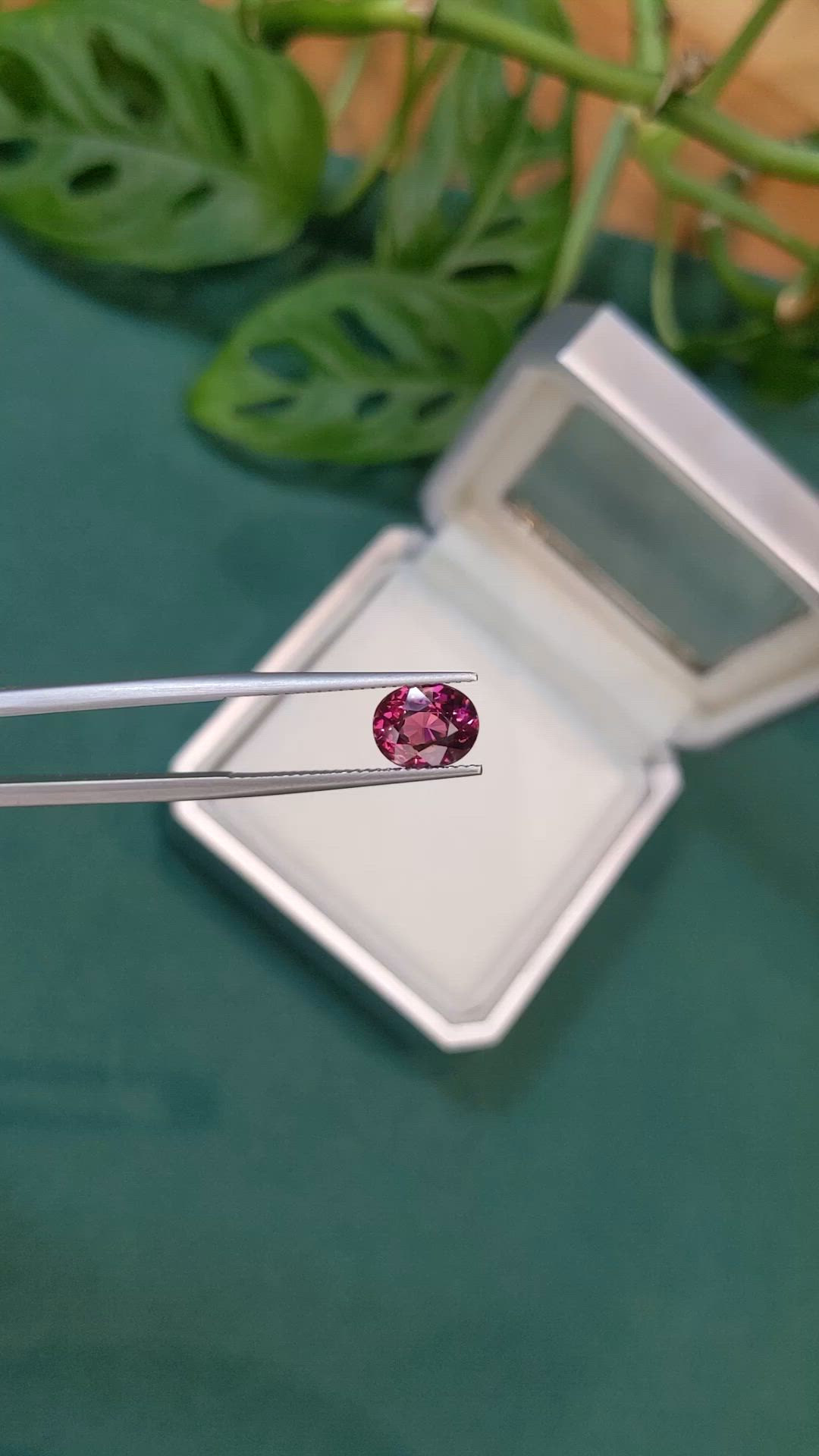 2.13 Ct. Purplish Pink Garnet from Madagascar Size Video