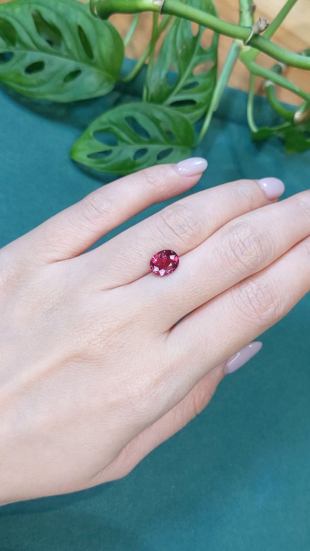 2.13 Ct. Purplish Pink Garnet from Madagascar Size Video