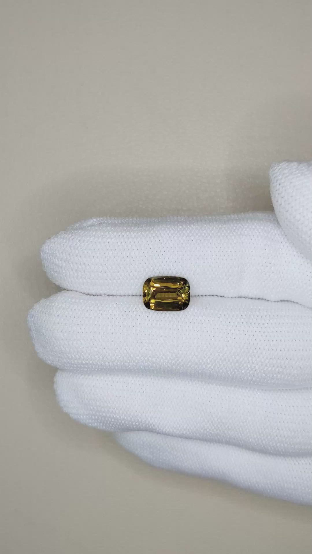 2.62 Ct. Yellowish Brown Chrysoberyl from Madagascar Size Video