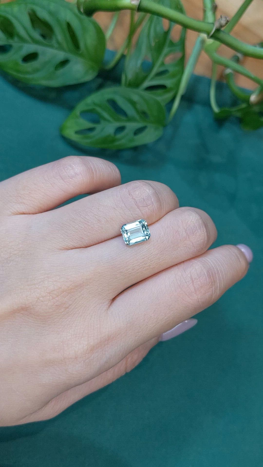 1.95 Ct. Greenish Blue Aquamarine from Madagascar Size Video