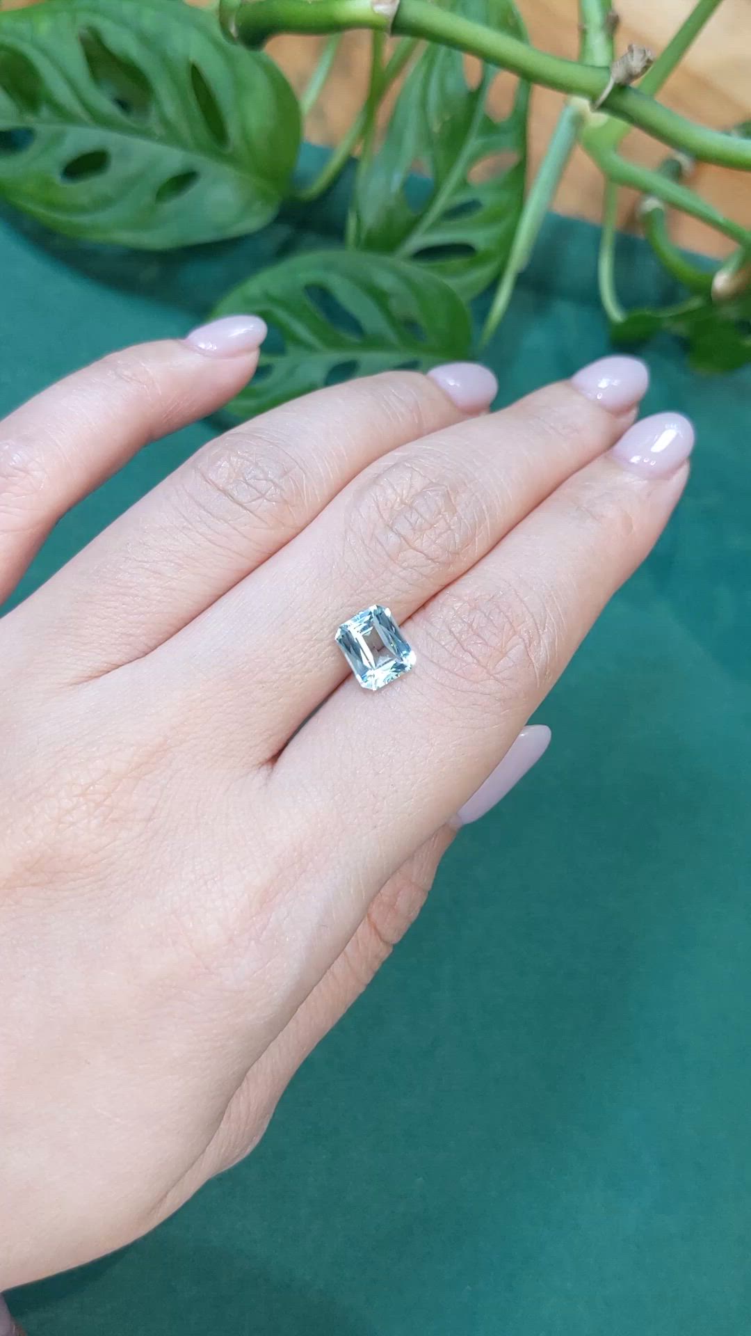 1.95 Ct. Greenish Blue Aquamarine from Madagascar Size Video