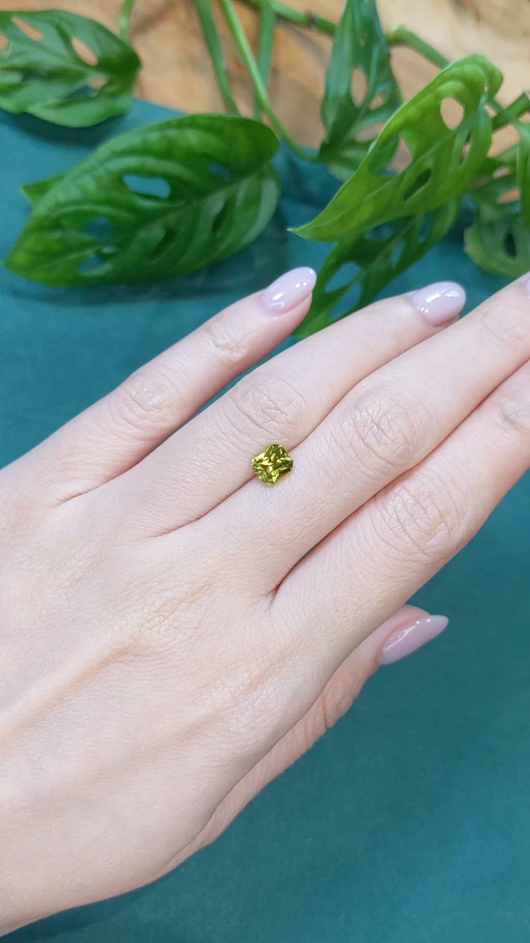 1.46 Ct. Yellowish Green Chrysoberyl from Madagascar Size Video