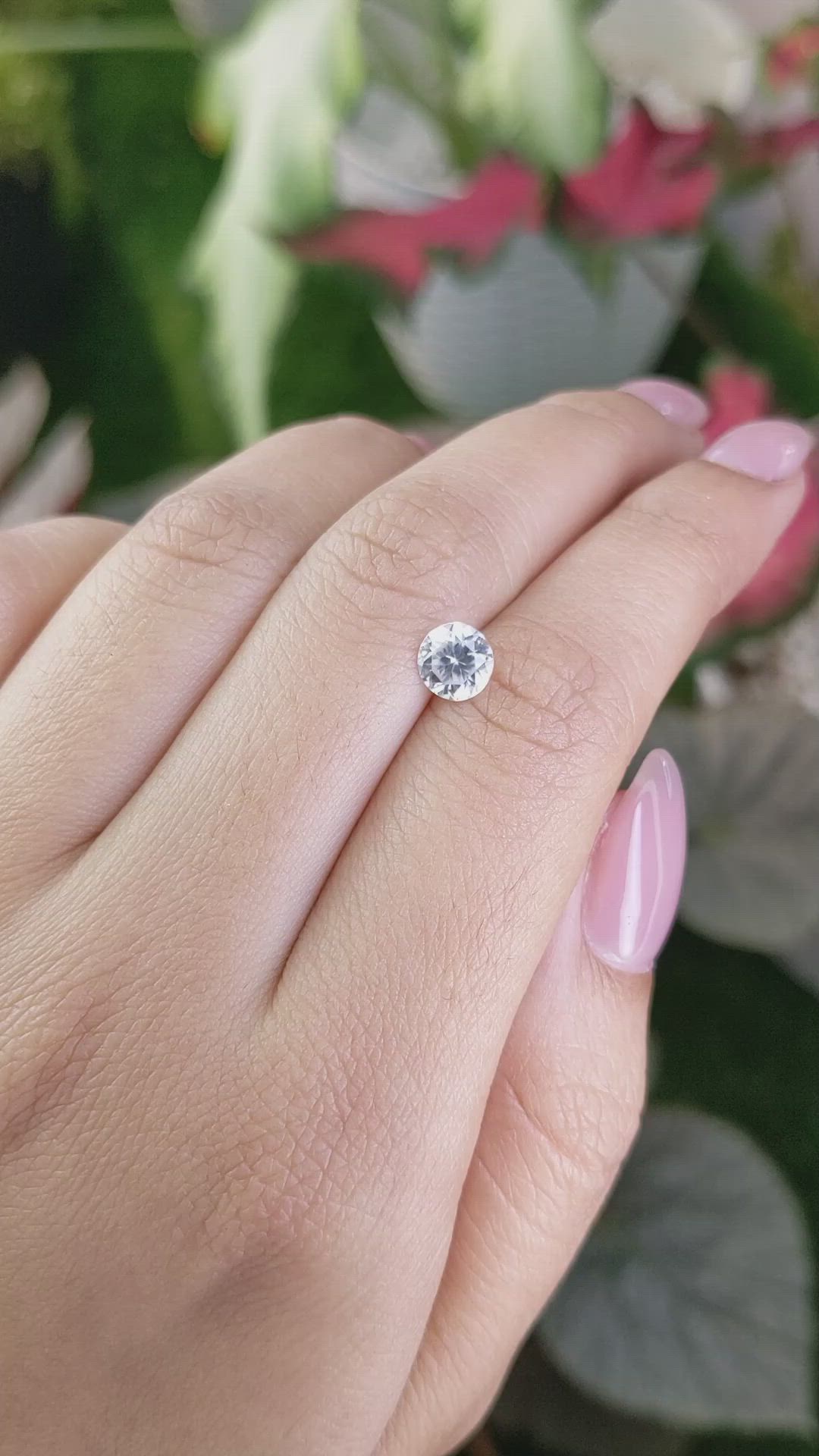 1.24 Ct. White Zircon from Ceylon (Sri Lanka) Size Video