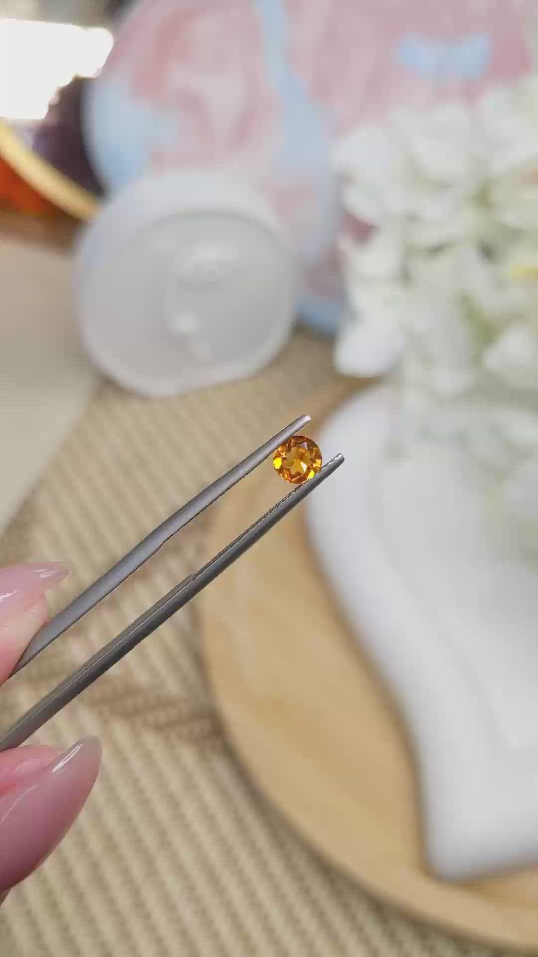 0.41 Ct. Yellowish Orange Madeira Citrine from Brazil Size Video