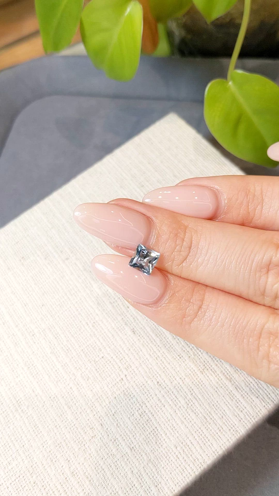 0.87 Ct. Greenish Blue Aquamarine from Brazil Size Video
