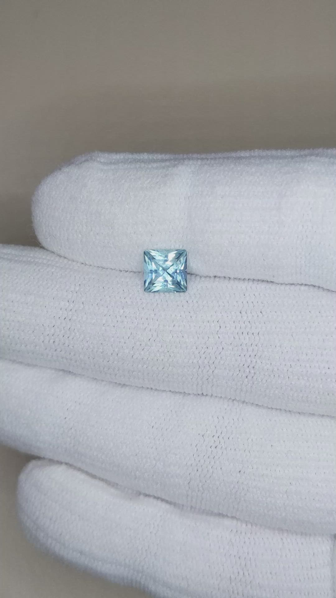 0.87 Ct. Greenish Blue Aquamarine from Brazil Size Video