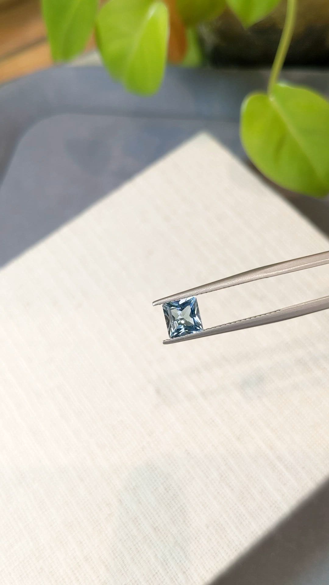 0.87 Ct. Greenish Blue Aquamarine from Brazil Size Video