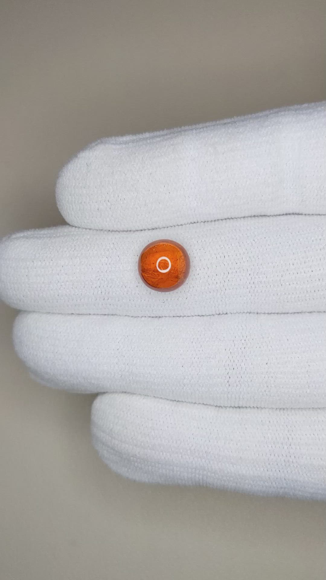 5.69 Ct. Orange Cabochon Spessartite Garnet from Tanzania Size Video