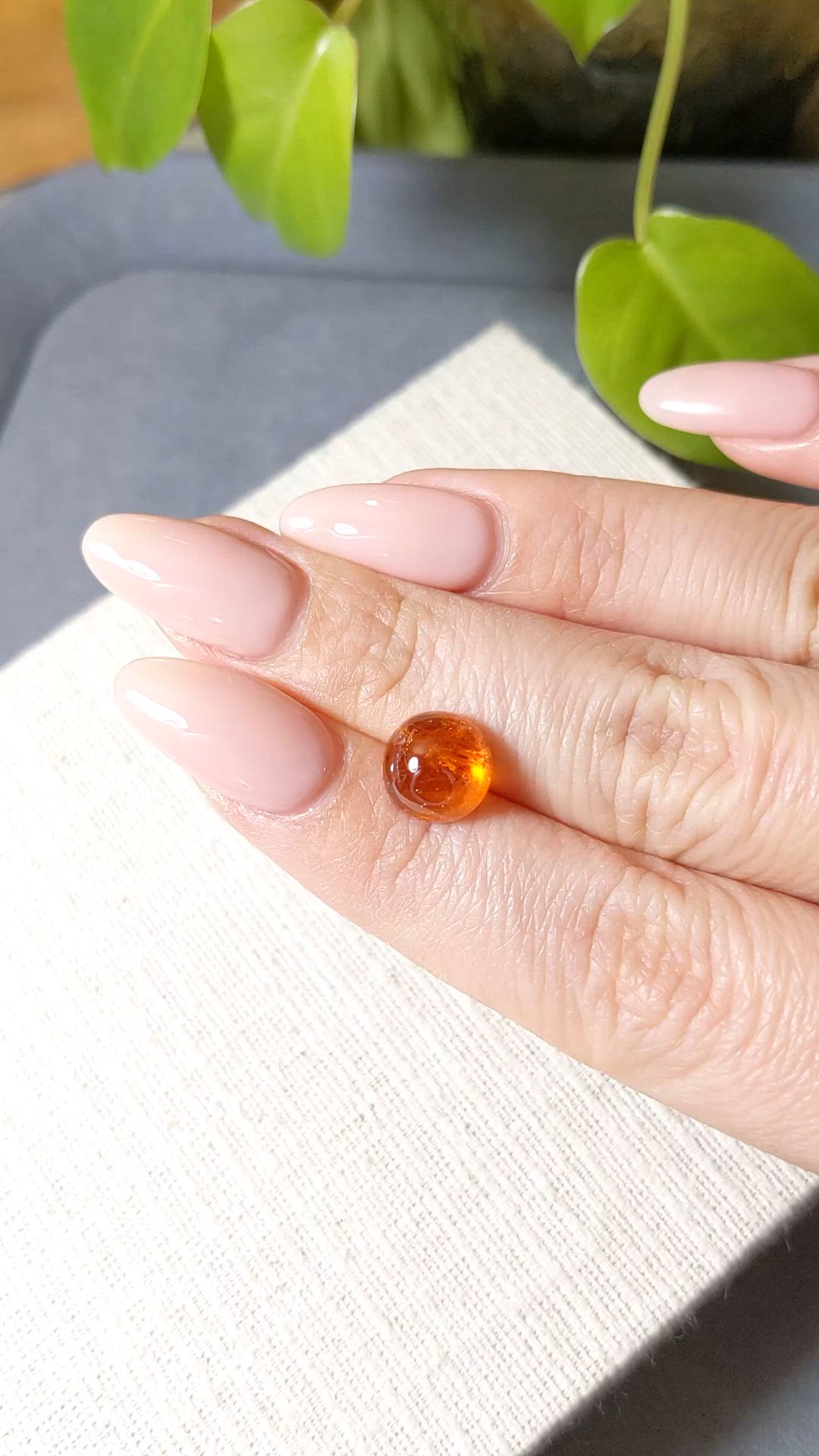 5.69 Ct. Orange Cabochon Spessartite Garnet from Tanzania Size Video