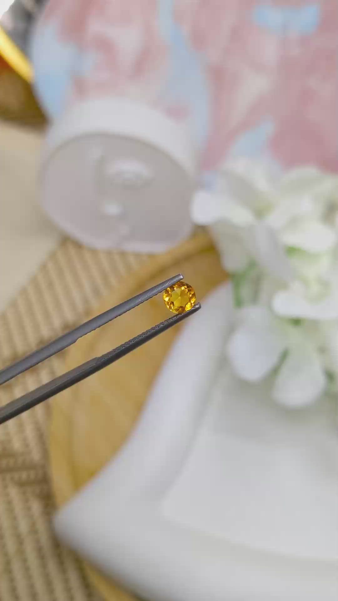 0.38 Ct. Yellowish Orange Madeira Citrine from Brazil Size Video