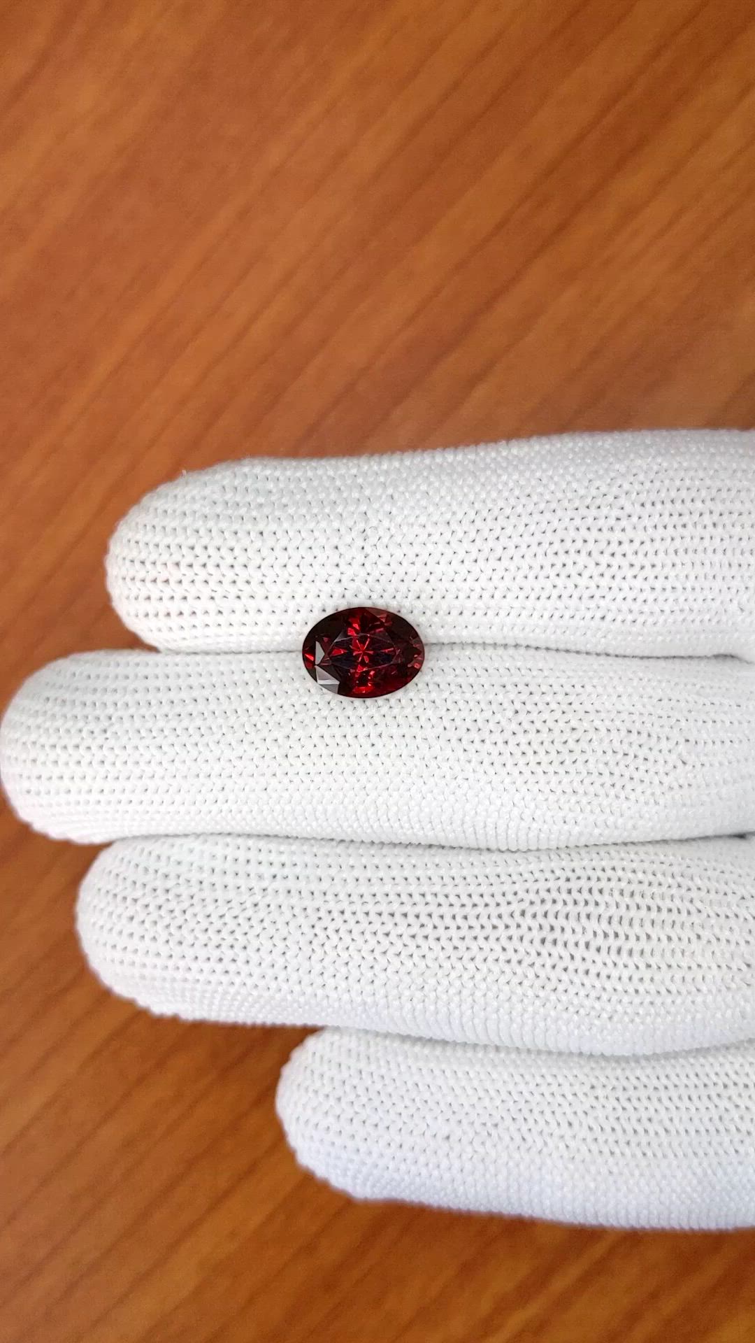 3.38 Ct. Red Garnet from Ceylon (Sri Lanka) Size Video