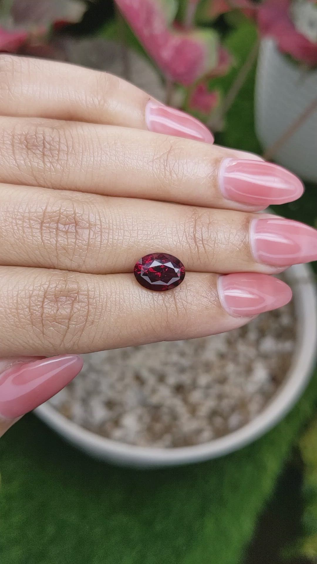 3.38 Ct. Red Garnet from Ceylon (Sri Lanka) Size Video