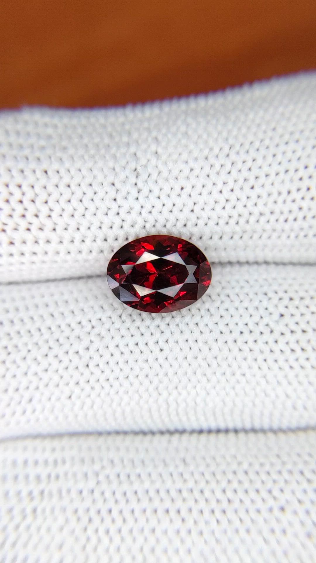 3.38 Ct. Red Garnet from Ceylon (Sri Lanka) Size Video
