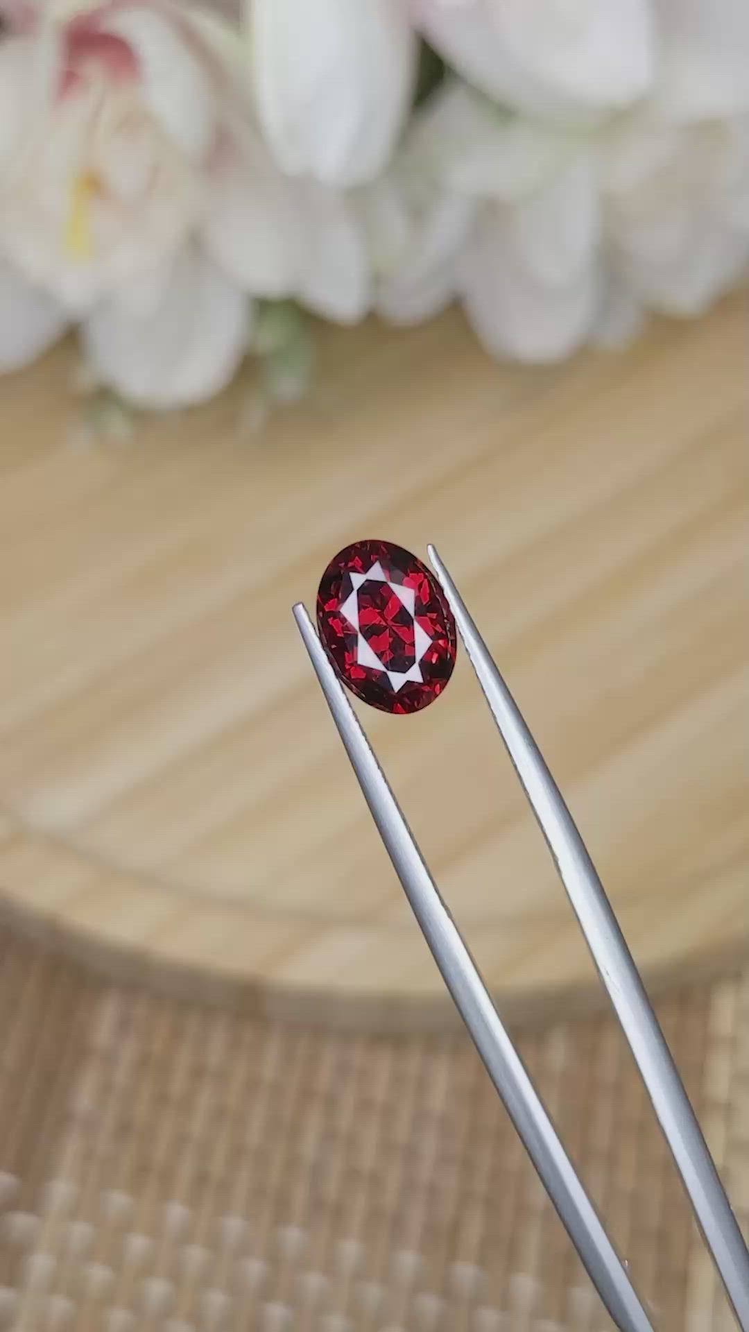 3.38 Ct. Red Garnet from Ceylon (Sri Lanka) Size Video