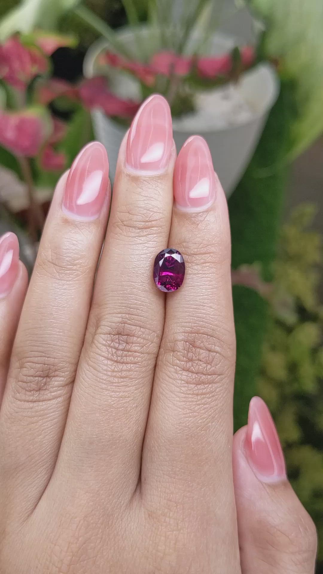 2.97 Ct. Purplish Pink Garnet from Ceylon (Sri Lanka) Size Video