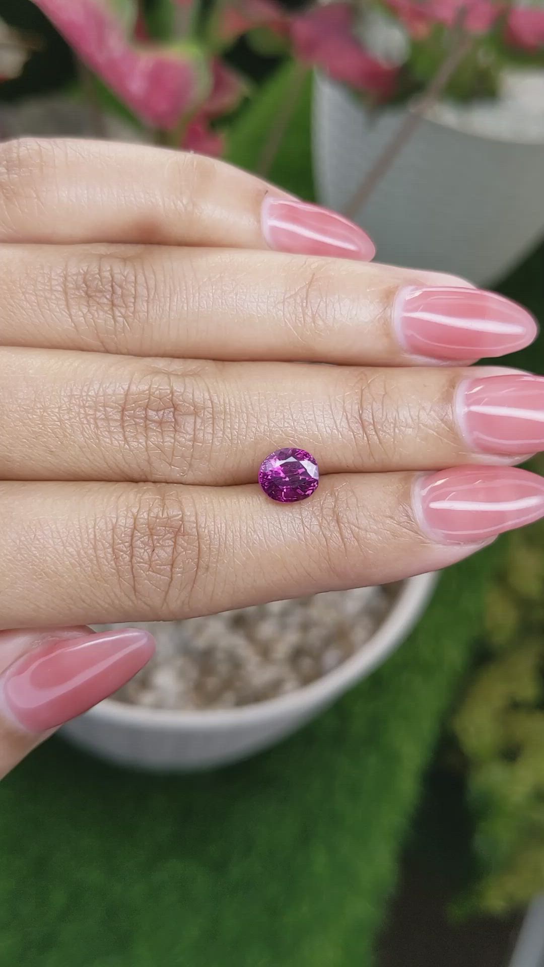2.28 Ct. Purplish Pink Garnet from Ceylon (Sri Lanka) Size Video