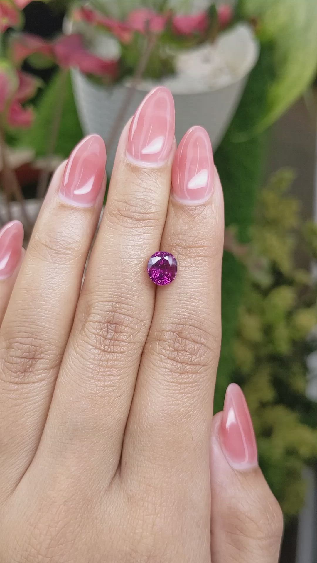 2.28 Ct. Purplish Pink Garnet from Ceylon (Sri Lanka) Size Video