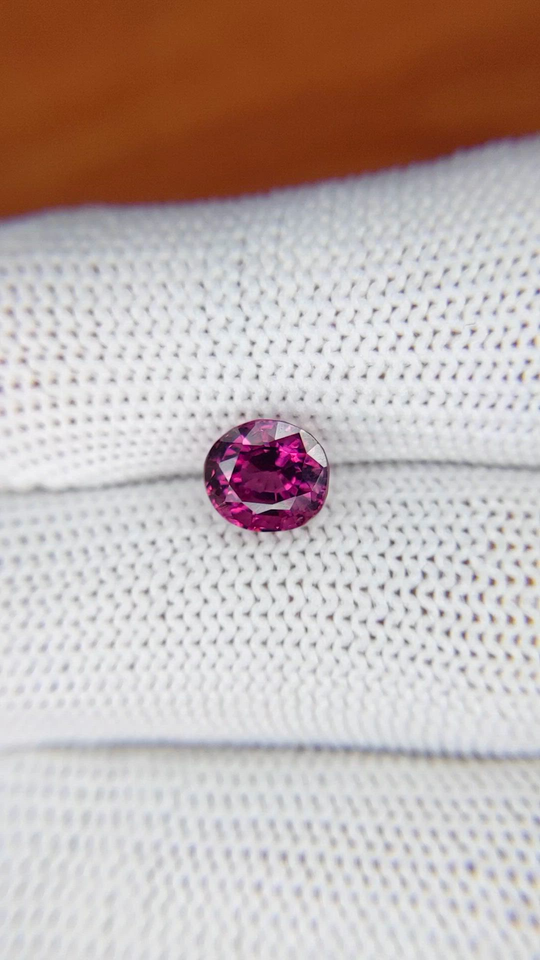 2.28 Ct. Purplish Pink Garnet from Ceylon (Sri Lanka) Size Video