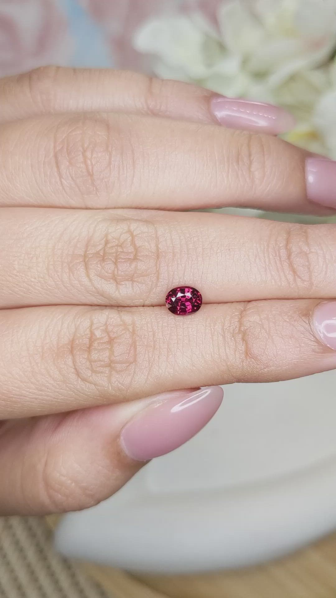 0.71 Ct. Rhodolite Garnet from Ceylon (Sri Lanka) Size Video