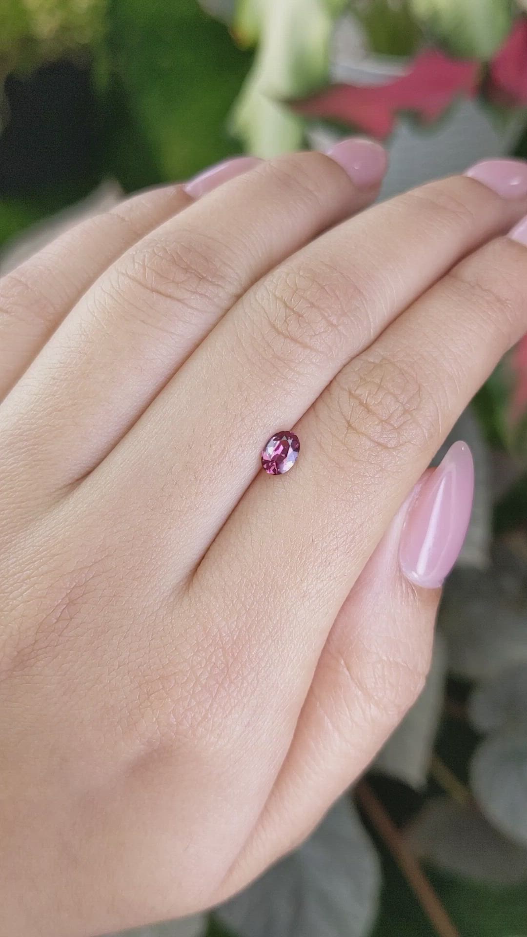 0.44 Ct. Purplish Pink Rhodolite Garnet from Ceylon (Sri Lanka) Size Video
