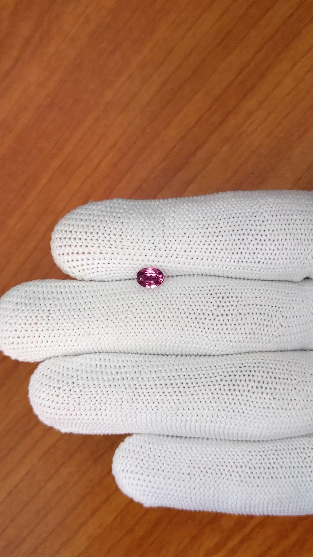 0.44 Ct. Purplish Pink Rhodolite Garnet from Ceylon (Sri Lanka) Size Video